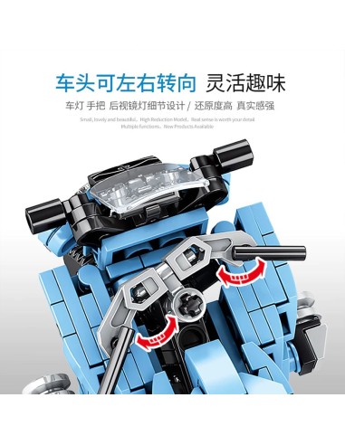 Sembo 701203: Kūrybiškas policijos motociklo ir pareigūno figūrėlės rinkinys