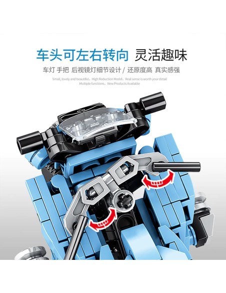 Sembo 701203: Kūrybiškas policijos motociklo ir pareigūno figūrėlės rinkinys