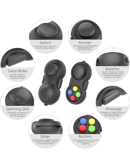Antistresinis 8 funkcijų žaislas-pultelis „Fidget Pad“ (7,2 cm)