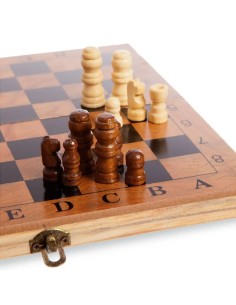 Mediniai šachmatai su medine lenta + šaškės ir nardai 2