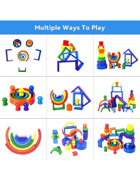 Medinis vaivorykštinis žaislas Rainbow Stacker