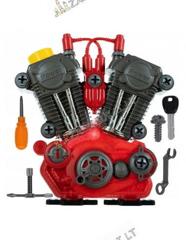 Surenkamas žaislinis variklis su priedais