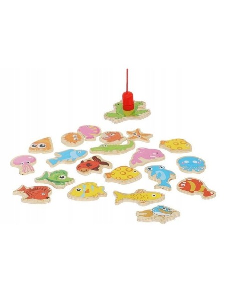 Medinis žvejybos žaidimas su magnetais: 22 jūros gyvūnai ir 2 meškerės