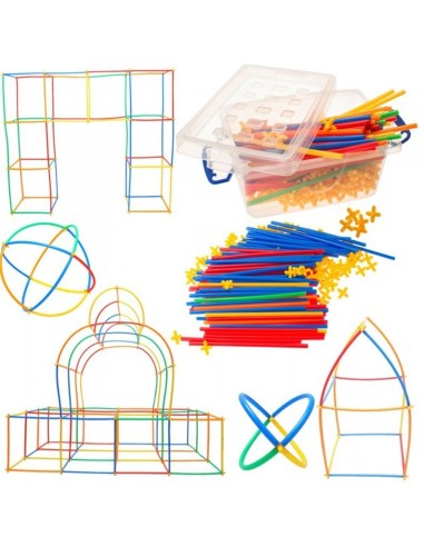 Erdvinis 3D konstruktorius šiaudeliai Straws and Connectors 300 vnt