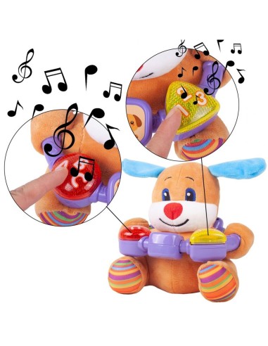 Minkštas interaktyvus muzikinis šuniukas