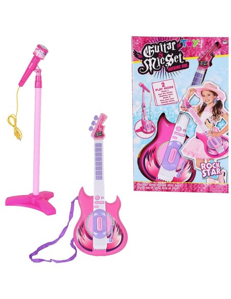 Elektrinė gitara su mikrofonu ant stovo