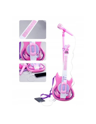 Elektrinė gitara su mikrofonu ant stovo