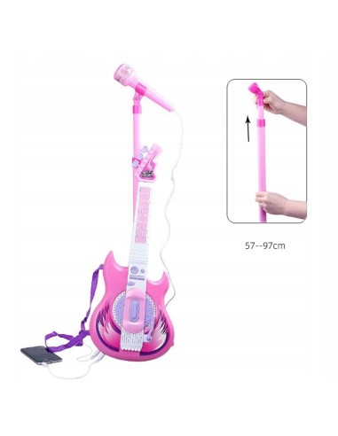 Elektrinė gitara su mikrofonu ant stovo