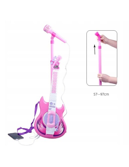 Elektrinė gitara su mikrofonu ant stovo