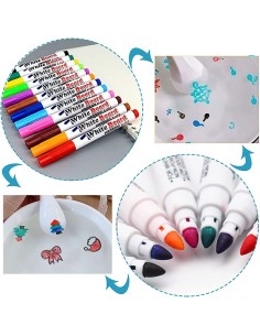 12 flomasterių su šaukštu, plūduriuojantys vandenyje piešinukai 2