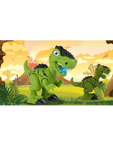 JEEP automobilis su priekaba ir dinozauru