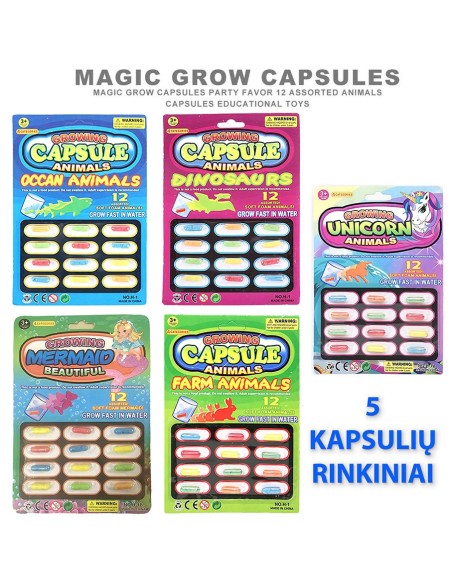 Magic Grow 5 kapsulių rinkiniai su gyvūno siluetu
