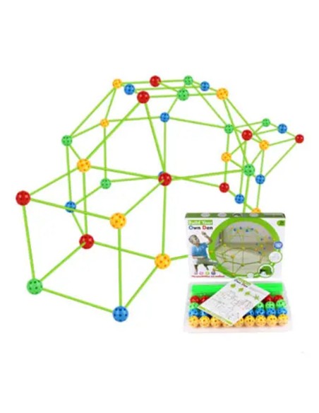 Šiaudelių konstruktorius „Build Your Own Den“ – vaikų forto ir bazių statybos rinkinys