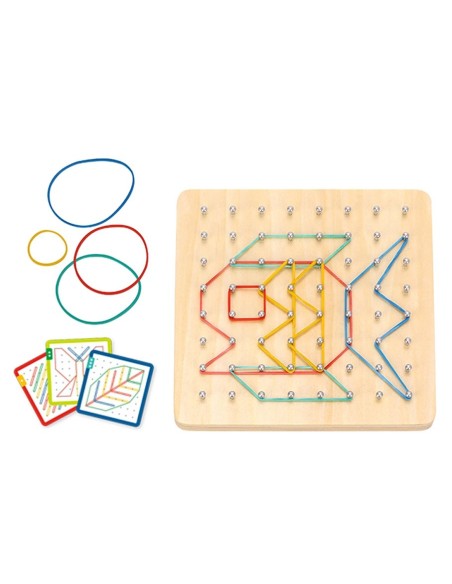 Montessori Mini Nail Board piešimas su gumom nuo taško iki taško