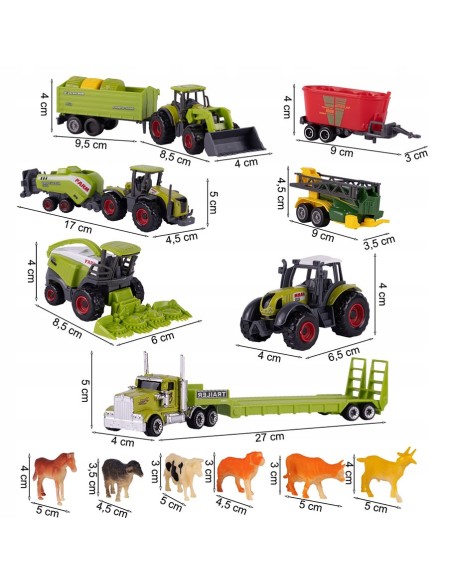 Didysis ūkininko rinkinys „Little Farmer“: 3 traktoriai, 2 kombainai ir metaliniai kėbulai