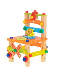 Konstrukcijų karalystė: medinis statybų rinkinys su kėdute!