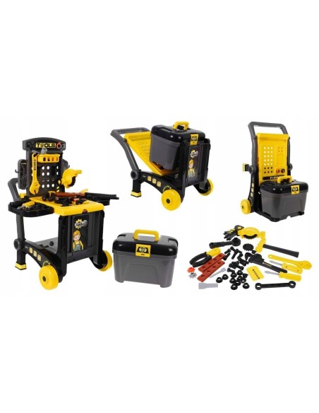 Meistro stalas ant ratų su įrankiais