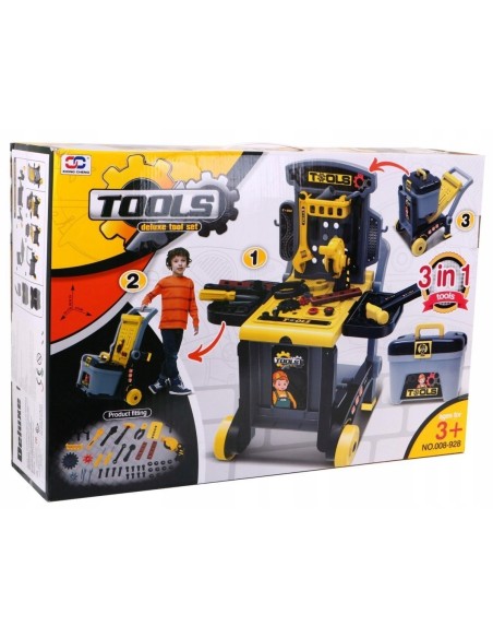 Meistro stalas ant ratų su įrankiais