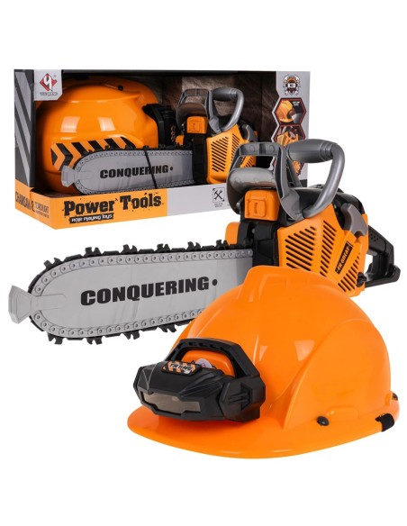 Grandininis pjūklas + pasukama grandinė + apsauginis šalmas su žibintuvėliu