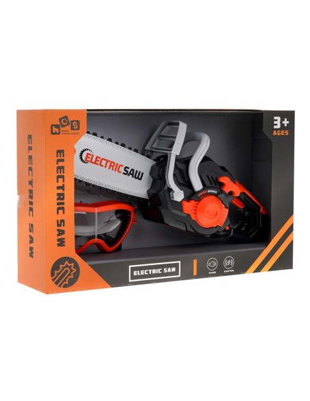 Interaktyvus profesinis žaislas: grandininis pjūklas bei apsauginiai akiniai (3–6 m.)