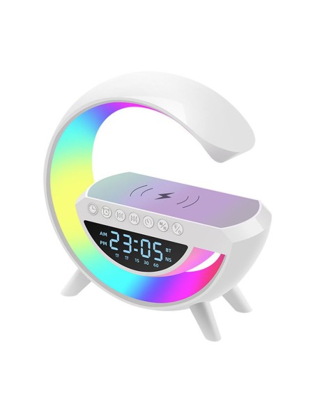 Bluetooth garsiakalbis BT-3401 (LED, AUX, USB, FM, microSD) įmontuotas LED ekranas, belaidis įkrovimas, žadintuvas