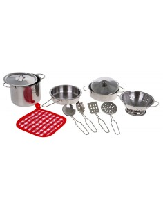 Metalinių puodų rinkinys + virtuvės reikmenys 11 dalių 2