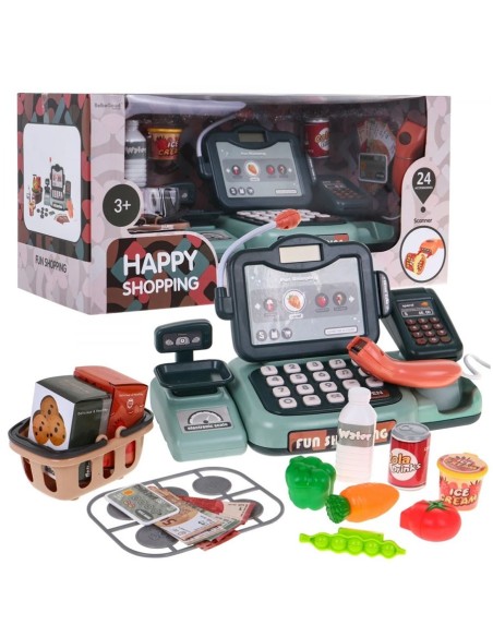 Interaktyvus kasos aparatas su skaitytuvu + priedai 24 vnt.