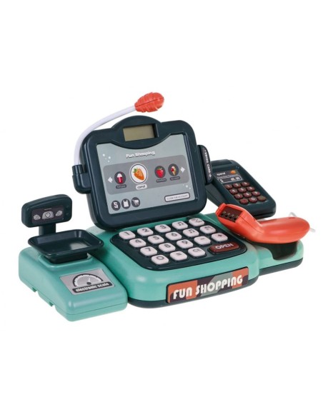 Daugiafunkcis kasos aparatas su LCD ekranu, skaičiuotuvu ir 24 priedais