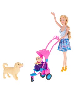 Barbies tipo lėlė 29 cm su šunimis vežimėlyje 2