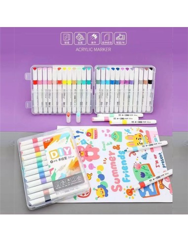 Flomasteriai Acrylic Marker 24 spalvų + tekstilei