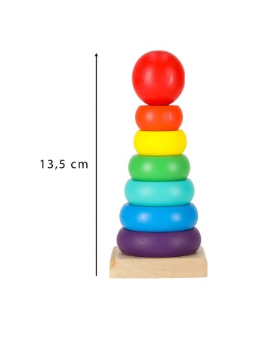 Medinė piramidė, 6 žiedai, 13 cm