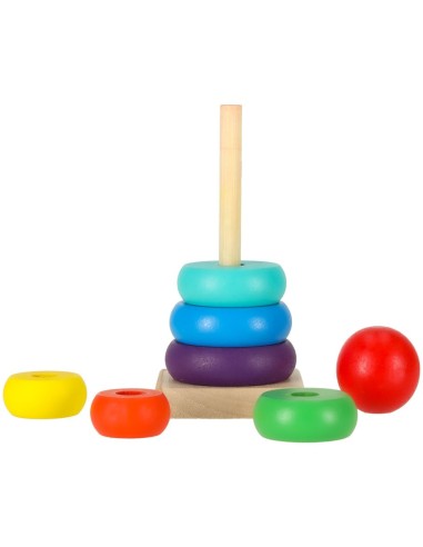 Medinė piramidė, 6 žiedai, 13 cm