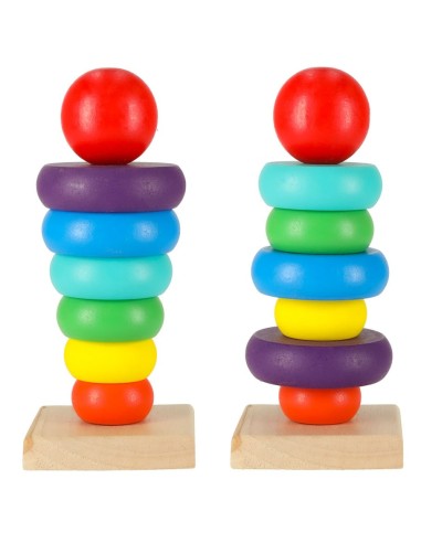 Medinė piramidė, 6 žiedai, 13 cm