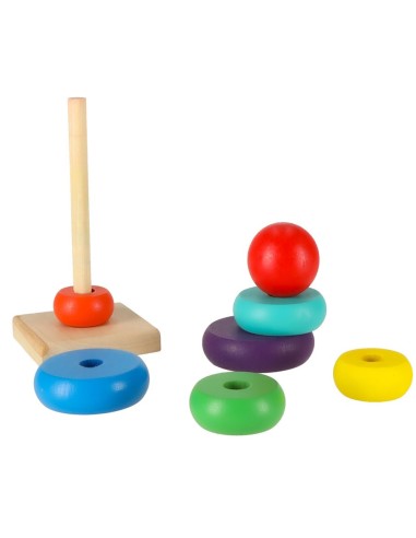 Medinė piramidė, 6 žiedai, 13 cm