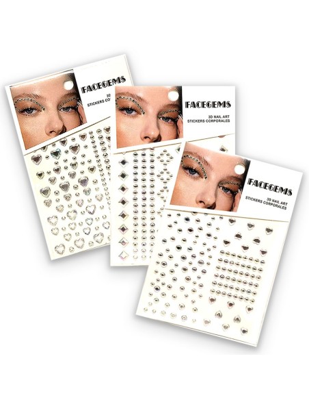 Facegems kristalai veidui papuošti 3 skirtingi