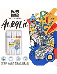 Flomasteriai tekstilei 12 spalvų Water Based Acrylic