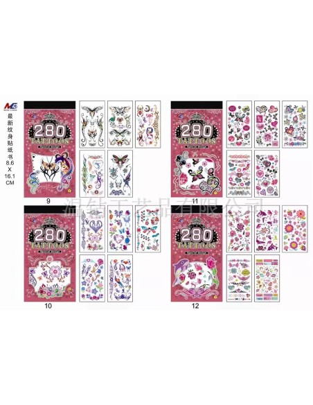 Vaikiškos lipdomos tatuiruotės su gėlėmis, drugeliais ir širdelėmis