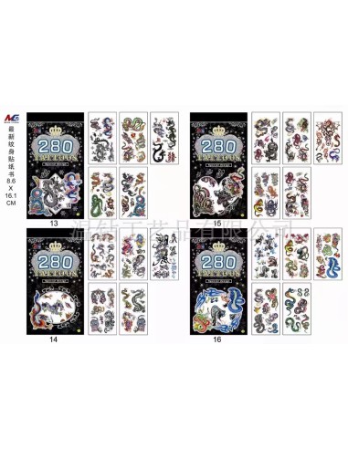 Vaikiškos lipdomos tatuiruotės su slibinais ir gyvatėmis