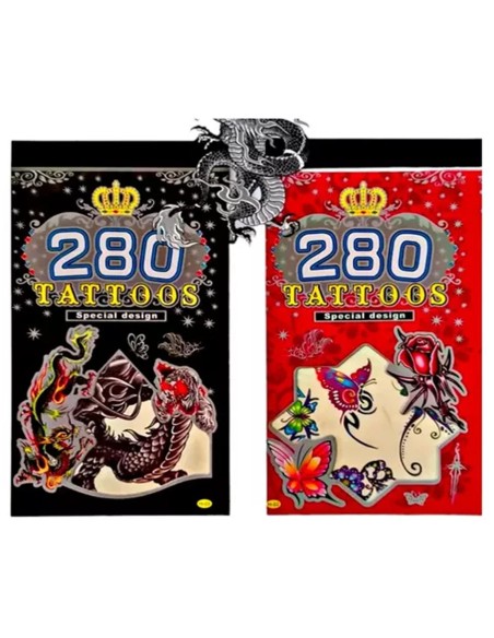 Lipdomos Tatuiruotės 1 knygutė berniukiškų + 1 knygutė mergaitiškų  Tattoo