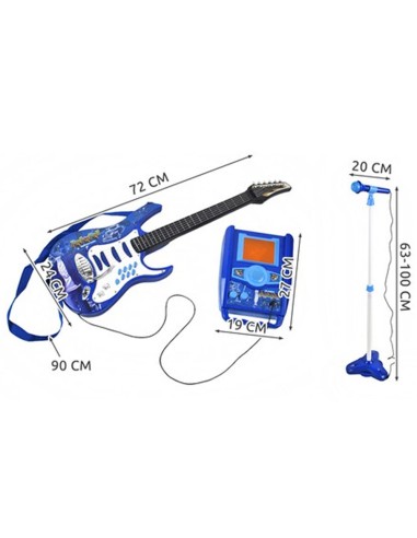 Elektrinė gitara su mikrofonu, mėlyna