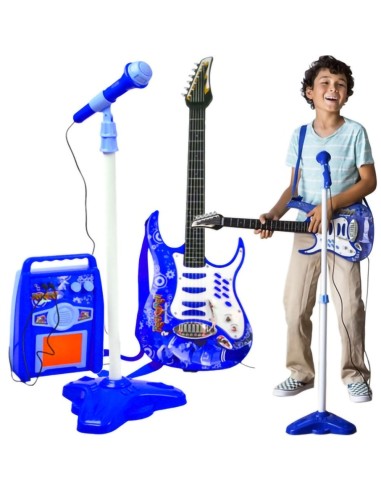Elektrinė gitara su mikrofonu, mėlyna