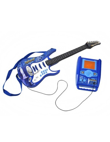 Elektrinė gitara su mikrofonu, mėlyna