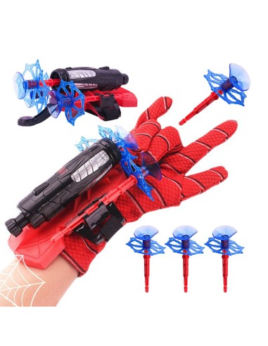 Raudona pirštinė su smeigių paleidimų