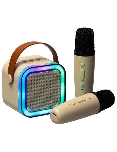 Nešiojama karaoke sistema su dviem mikrofonais + BLUETOOTH + LED