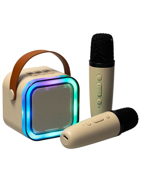Nešiojama karaoke sistema su dviem mikrofonais + BLUETOOTH + LED