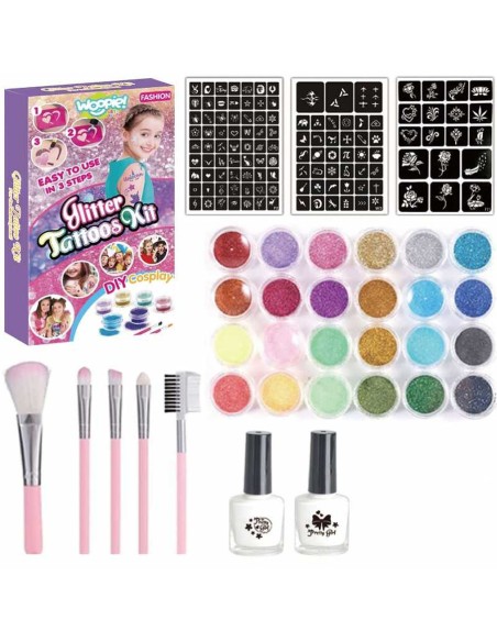 Rinkinys tatuiruotėms Glitter Tattoos Kit