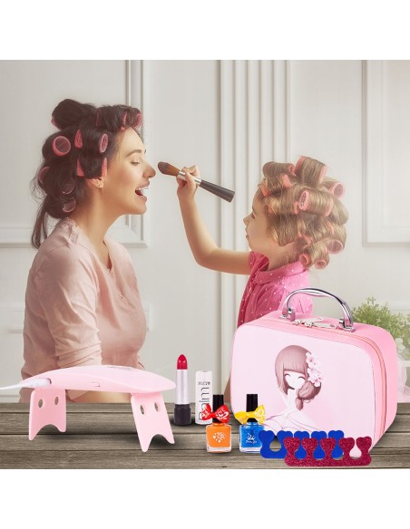 Vaikiškas makiažo rinkinys lagamine – Mažosios princesės grožio paslaptys!