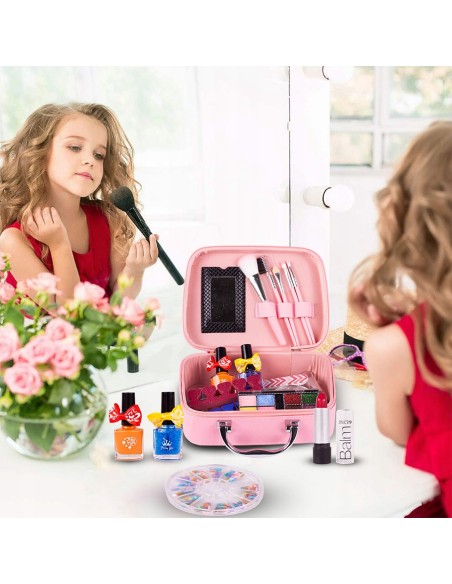 Vaikiškas makiažo rinkinys lagamine – Mažosios princesės grožio paslaptys!