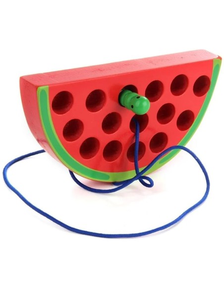 Medinis žaislas - Arbūzas su virvute ir vikšriuku