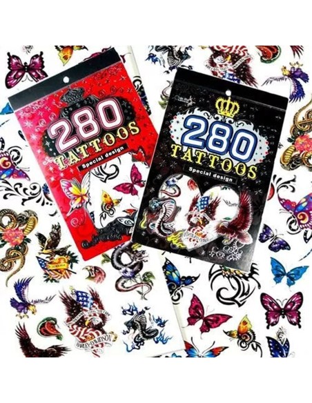 Lipdomos Tatuiruotės 1 knygutė berniukiškų + 1 knygutė mergaitiškų  Tattoo